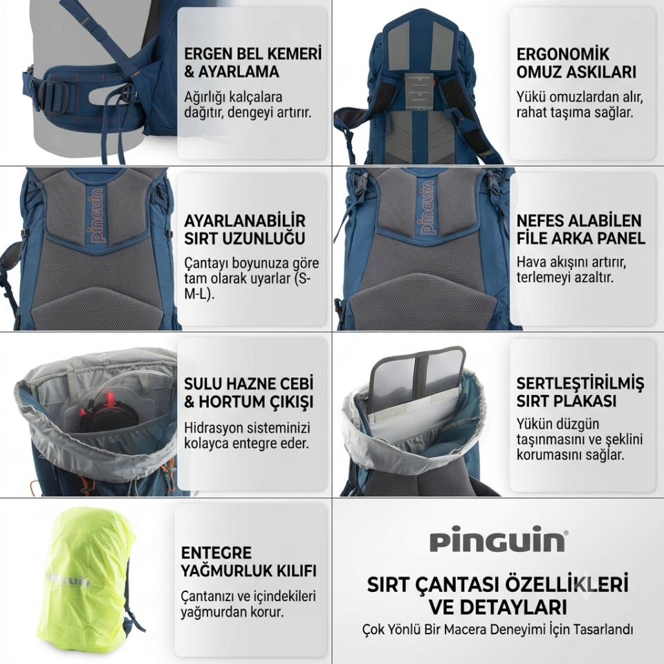 PINGUIN FLY 35 SIYAH SIRT CANTA