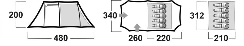 HUSKY Bolen Yeşil 5 Dural Kişilik Çadır