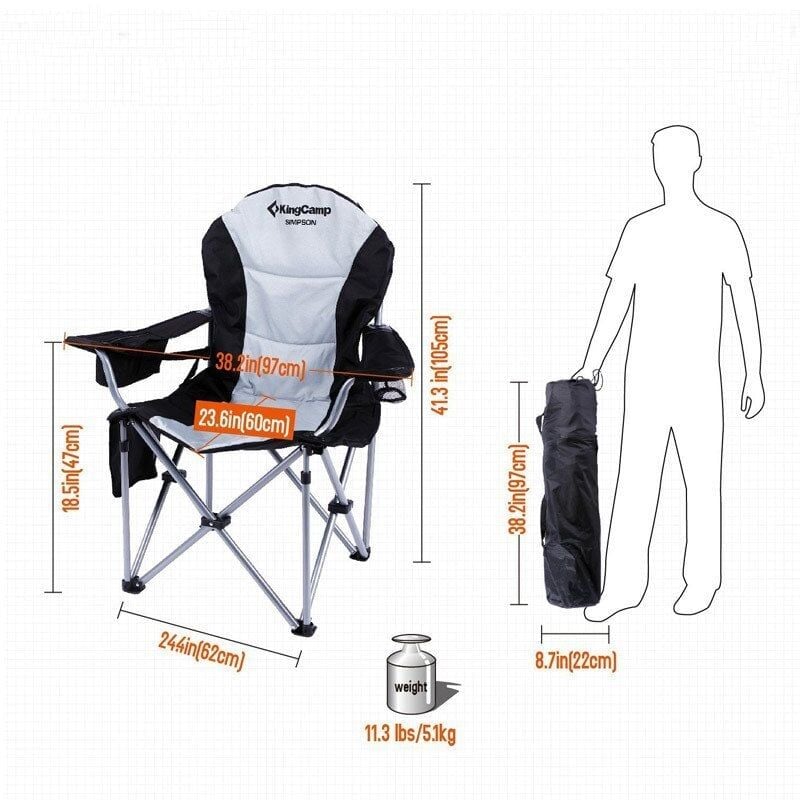 KINGCAMP DELUXE SANDALYE (SIYAH/GRI)