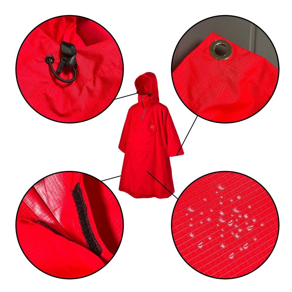 Mudemu Protector Yağmurluk Panço Kırmızı