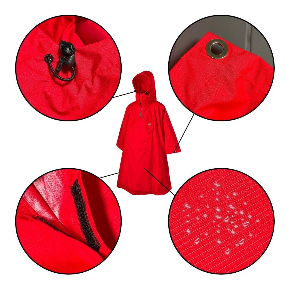 Mudemu Protector Yağmurluk Panço Kırmızı