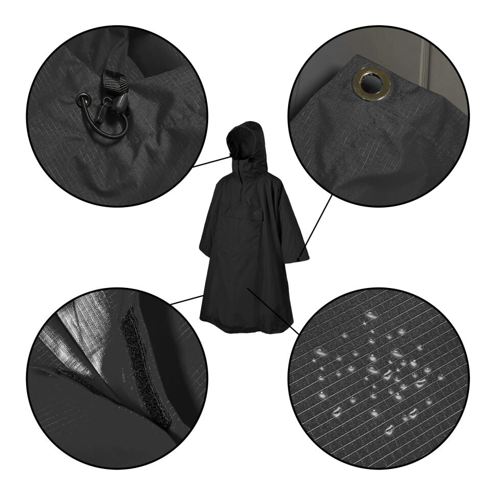 Mudemu Protector Yağmurluk Panço Siyah